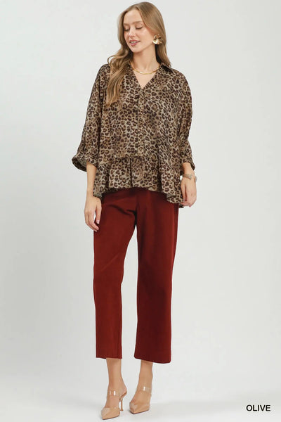 UMGEE Leopard Print Peplum Top
