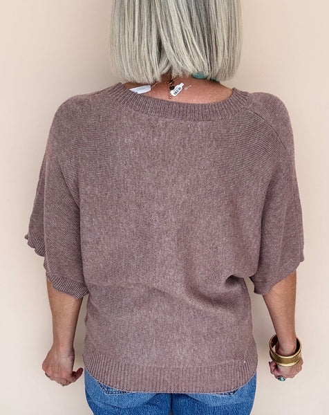 Elbow Sleeve Solid Sweater Light Mocha