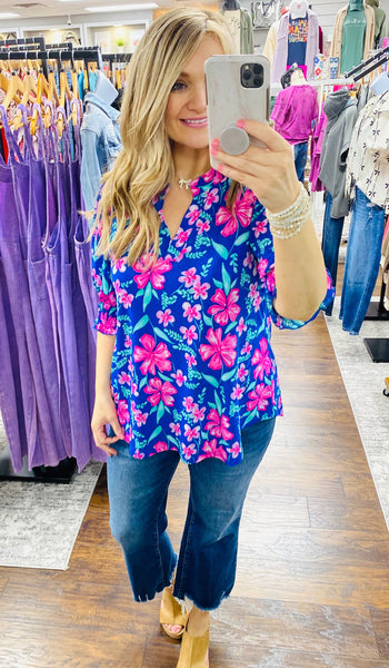 Lizzy Smocked Sleeve Beach Breeze Top