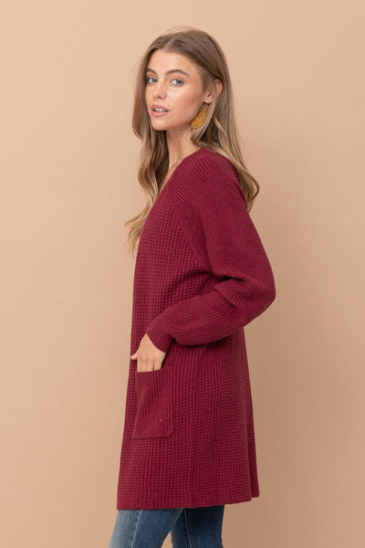 Cooler Days Cardigan Wine Red