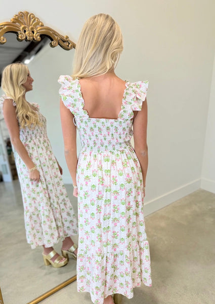 Smocked Floral Dress Pink Mix