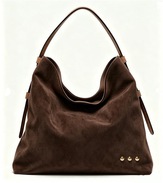 Evie Suede Hobo Shoulder Bag Chocolate