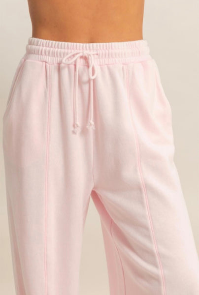 Wide Leg French Terry Pant Soft Pink