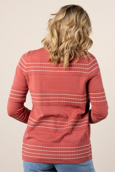Stitch Stripe Cardigan Marsala
