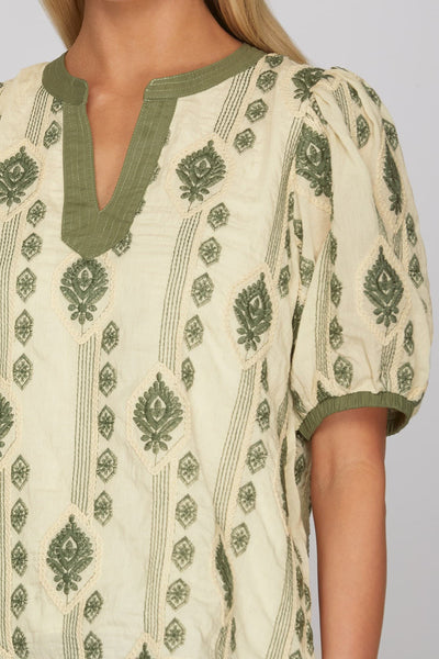 Sage Embroidered Top