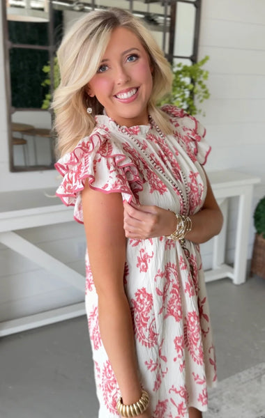 UMGEE Paris Paisley Tiered Dress Red Mix