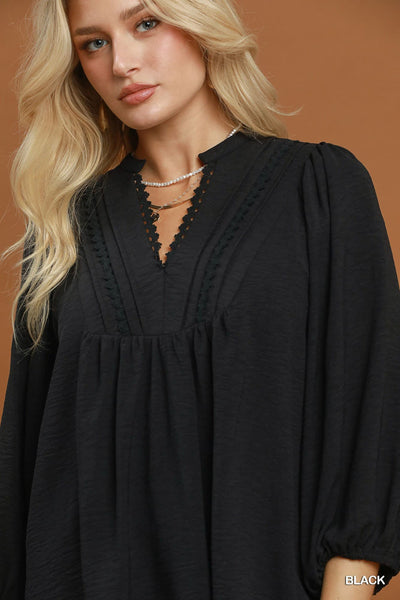 UMGEE Lace Trim Top Black