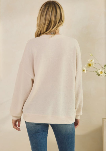 Arkansas Cream Cloud Knit Sweater Top