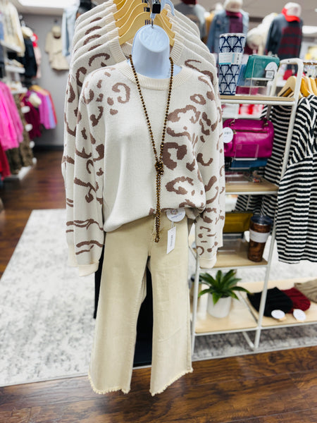 Sutton Beige Animal Print Sweater