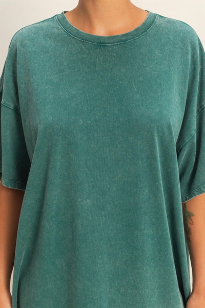 Oversized Mineral Wash Tee Dark Teal