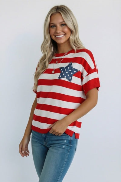 Stripe Star Patch Top