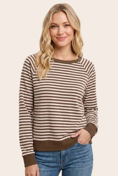 Cocoa & Cream Soft Knit Stripe Top