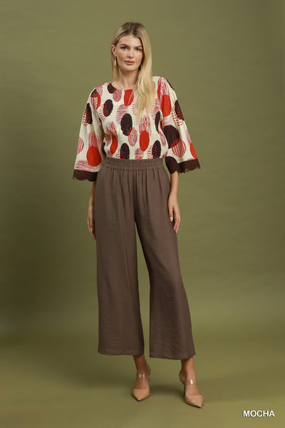 UMGEE Wide Leg Pull On Pant Mocha