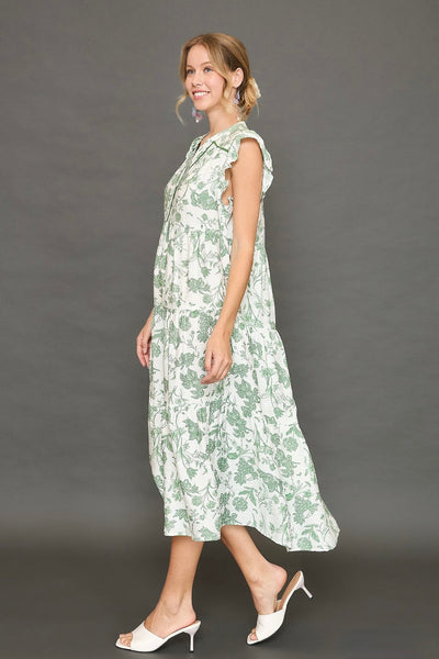 UMGEE Floral Midi Dress Sea Green