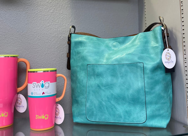 2 PC Joy Susan Classic Hobo Handbag Set Turquoise