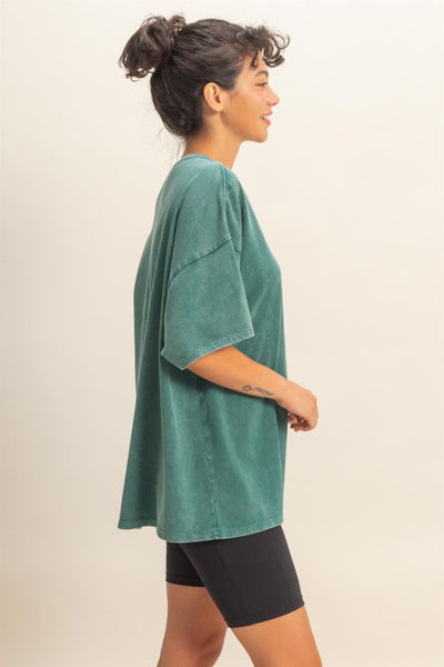 Oversized Mineral Wash Tee Dark Teal