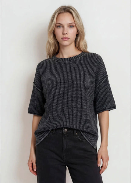Washed Crew Sweater Vintage Black