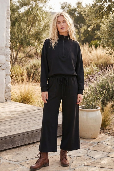 Angie 2PC Half Zip Top & Pant SET Black