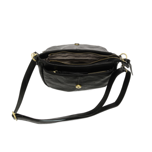 Joy Susan Helene Saddle Crossbody Bag Black
