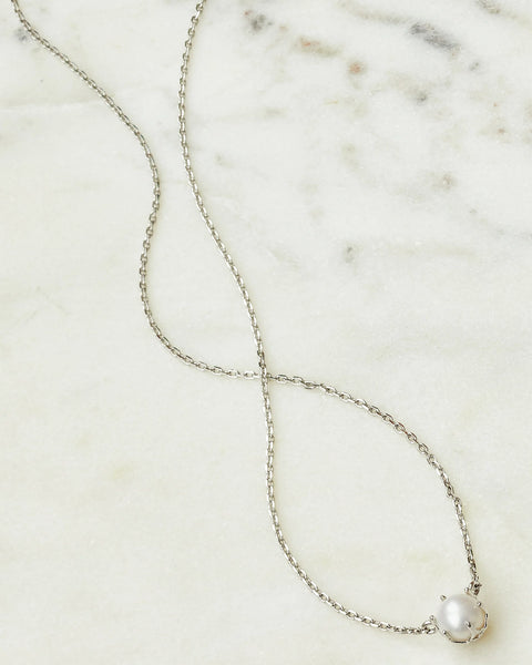 KS ASHTON PEARL PENDANT NECKLACE SILVER