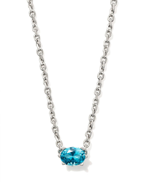 KS CAILIN CRYSTAL PENDANT NECKLACE SILVER