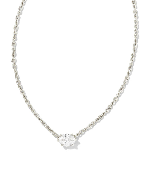 KS CAILIN CRYSTAL PENDANT NECKLACE SILVER
