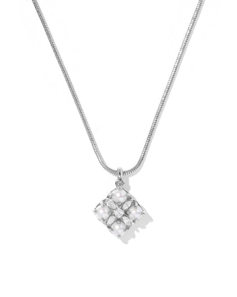 KS DIRA PEARL SHORT PENDANT NECKLACE SILVER