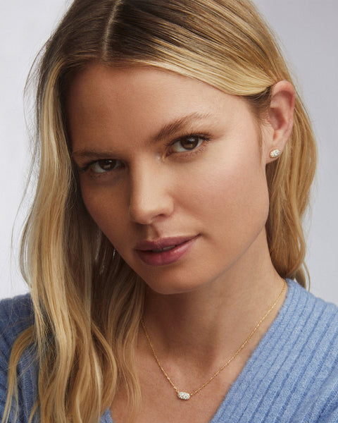 KS GRAYSON STUD EARRINGS SILVER WHITE CRYSTAL