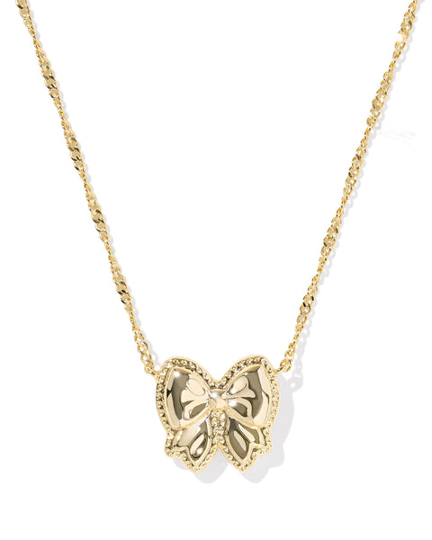 KS HALEY BOW SHORT PENDANT NECKLACE GOLD