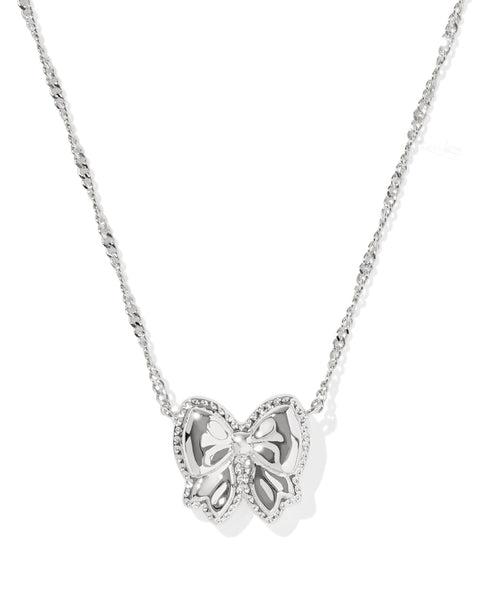 KS HALEY BOW SHORT PENDANT NECKLACE SILVER
