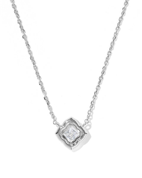 KS MALLORY CRYSTAL SHORT PENDANT NECKLACE SILVER