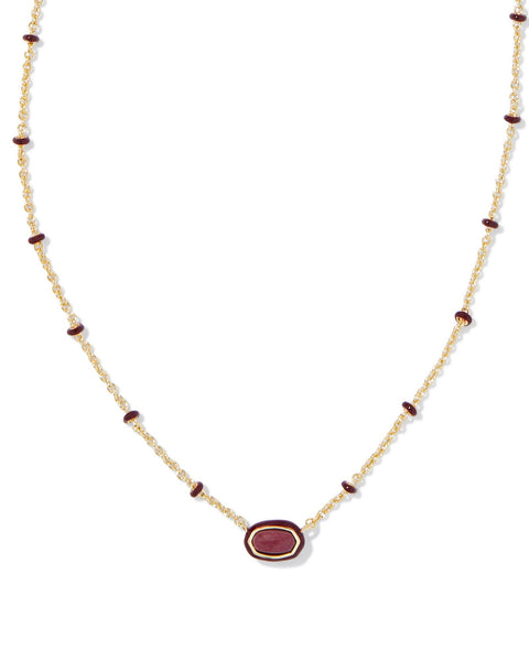 KS MINI ELISA ENAMEL FRAME SHORT PENDANT NECKLACE GOLD