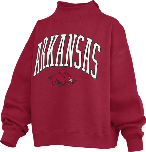 Pressbox Arkansas Razorback Mock Neck Fleece Sweatshirt