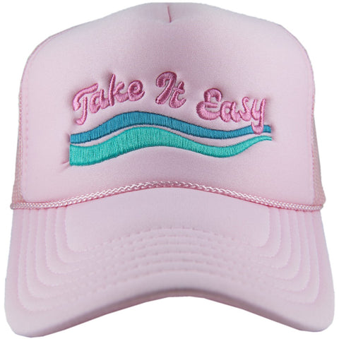 Take It Easy Foam Trucker Hat Light Pink
