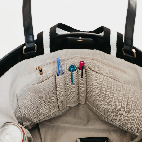 Tiffany Woven Organizer Tote Bag Checker Black