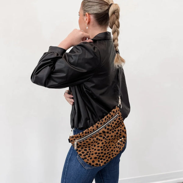 Westlyn Hair on Hide Bum Bag Leopard