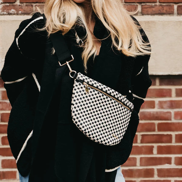 Westlyn Woven Bum Bag Black Checker