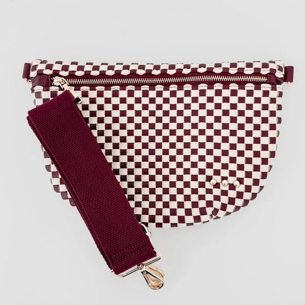 Westlyn Woven Bum Bag Maroon Checker