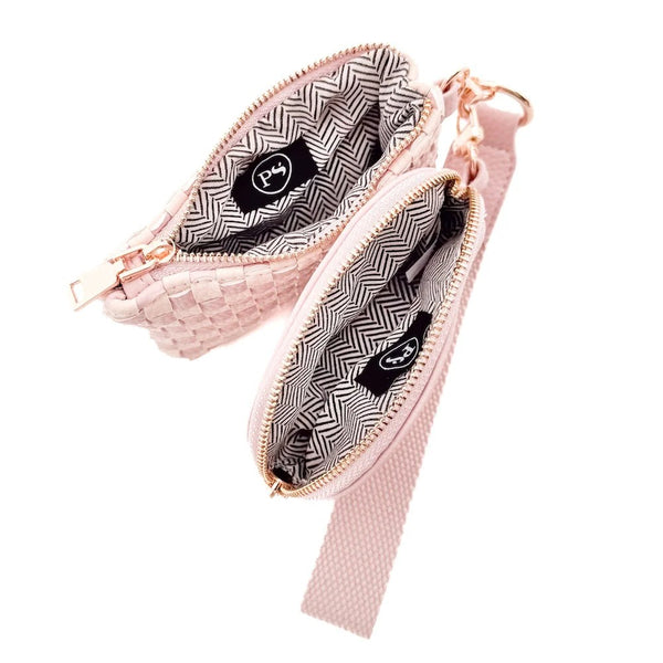 Wonderlust Woven Dual Pouch Wristlet Checker Blush