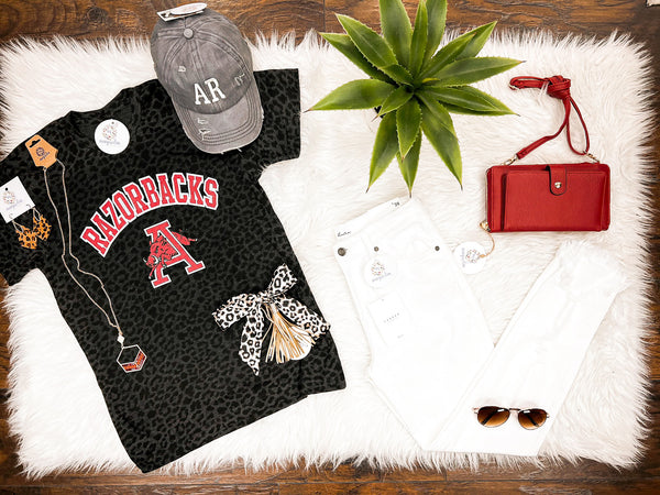 Arkansas Razorbacks Leopard Print Graphic Tee
