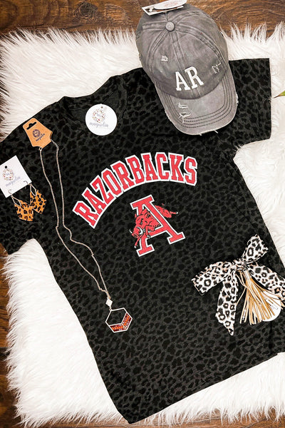 Arkansas Razorbacks Leopard Print Graphic Tee