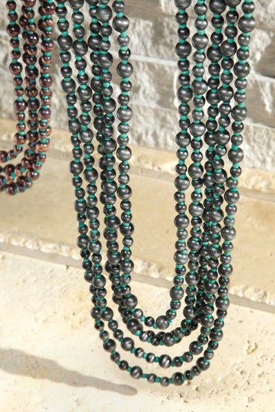 Layered Navajo Turquoise & Pearl Bead Necklace