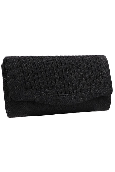 Pleated Shimmer Chain Strap Clutch