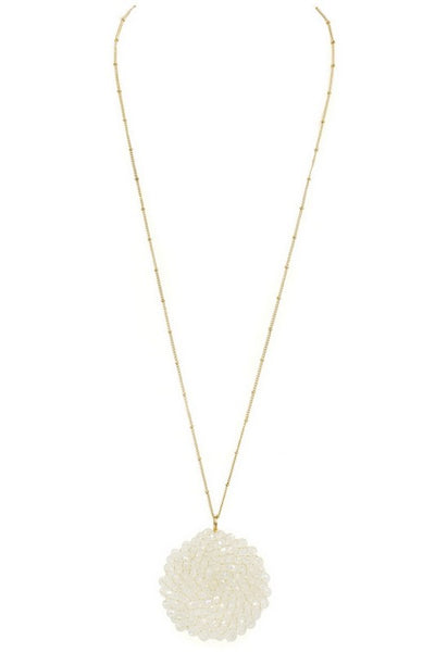 Glass Bead Circle Pendant Necklace