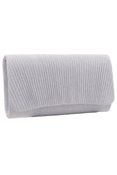 Shell Pleated Shimmer Chain Strap Clutch